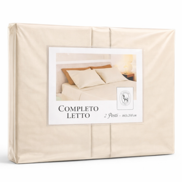 COMPLETO LENZUOLA IN PURO COTONE - CREMA